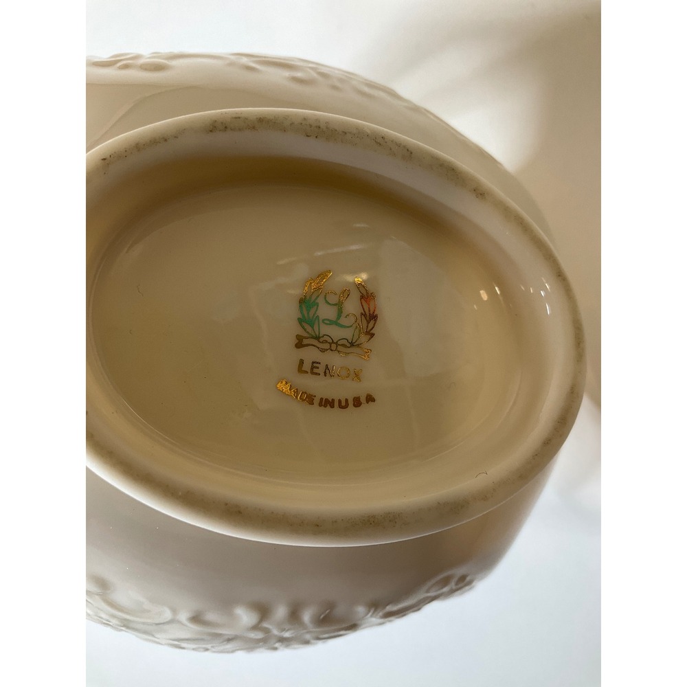 Vtintage Lenox Sans Souci Basket 24K Gold‎ Trimmed Footed Fine China Porcelain - Picture 7 of 8